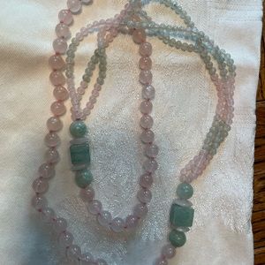 Rose quartz and jade necklace
